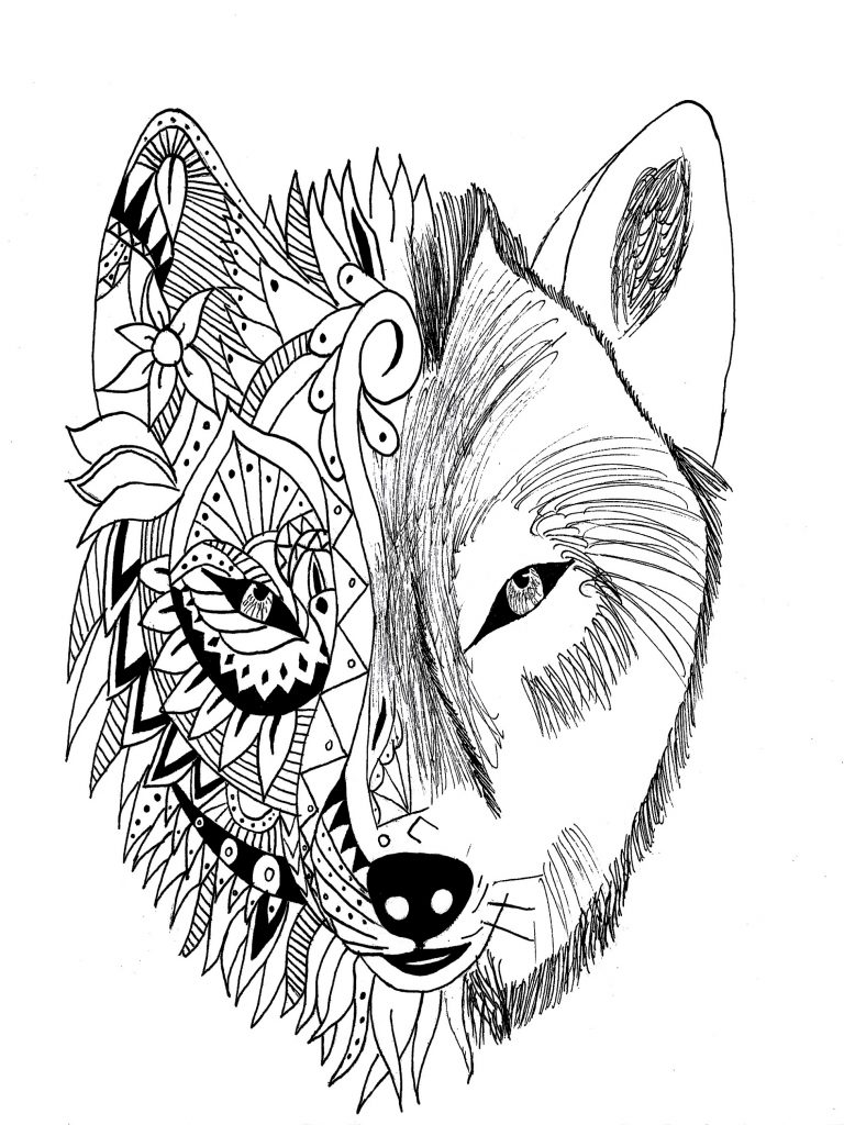 Tattoo Wolf Coloring Pages For Adults