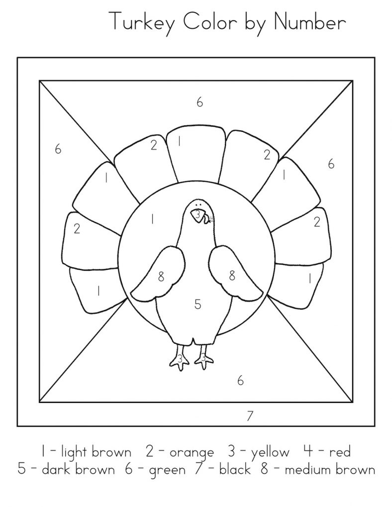 Turkey Color By Number Pages