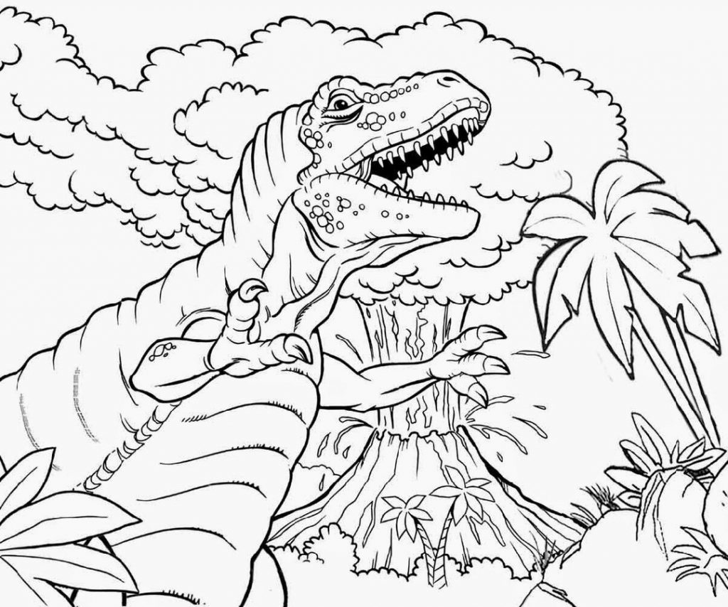 Volcano Coloring Pages Dinosaur