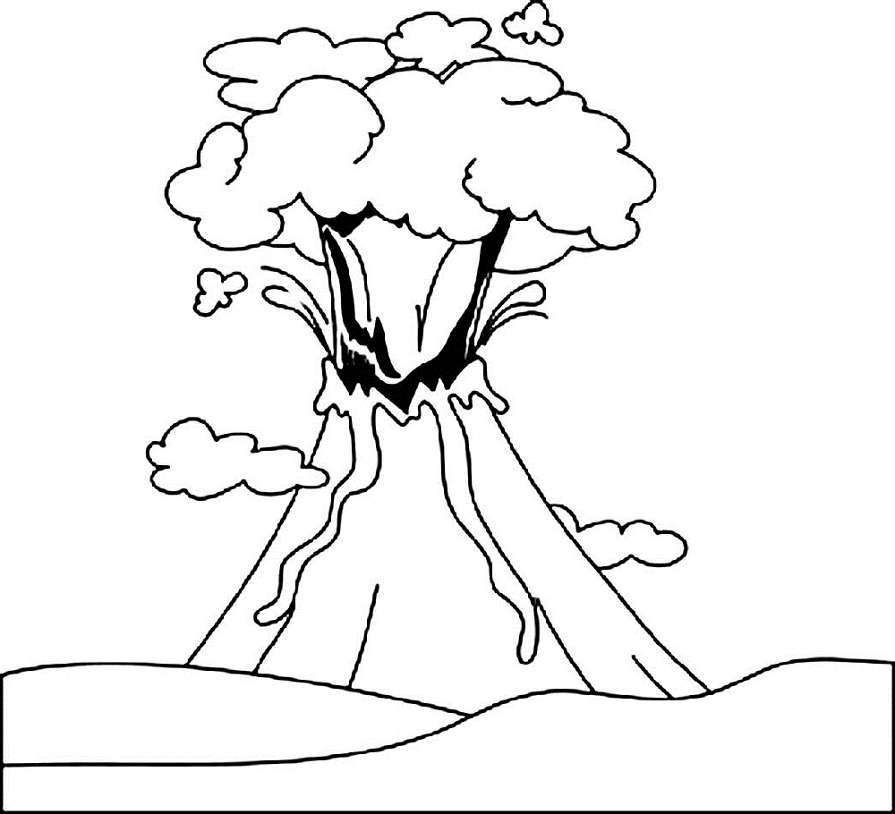 Volcano Coloring Pages Simple