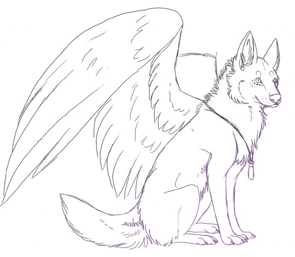 Winged Wolf Coloring Pages