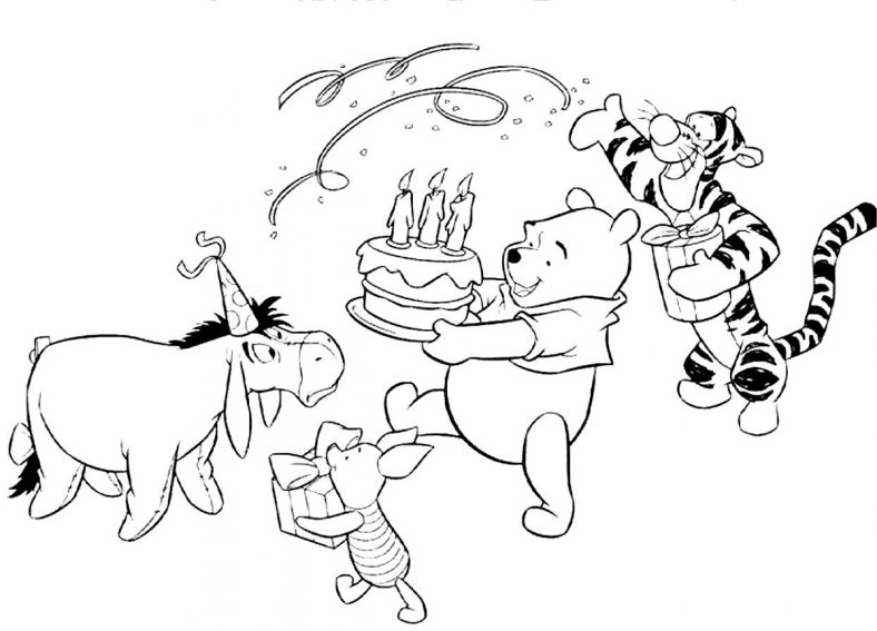Winnie The Pooh Happy Birthday Dad Coloring Pages