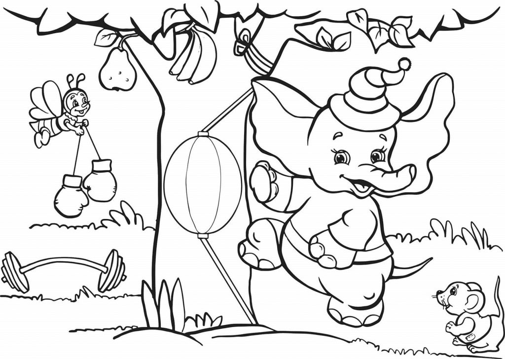Workout Baby Elephant Coloring Pages