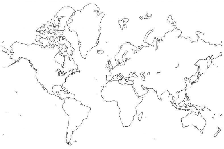World Map Coloring Page Full Page