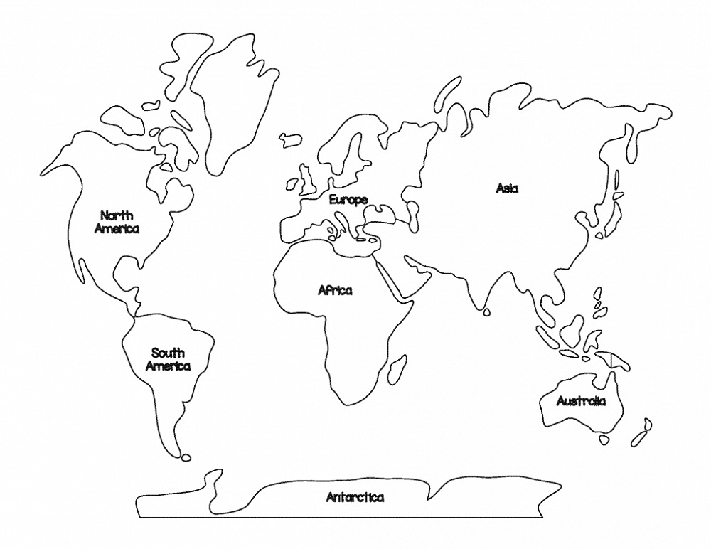 World Map Coloring Page Kindergarten