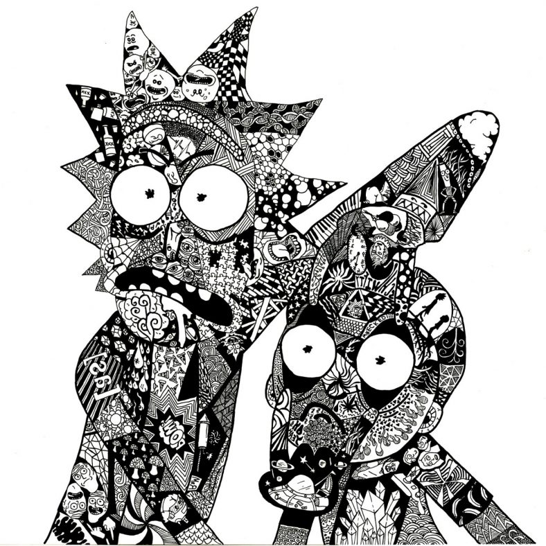 Zentangle Rick And Morty Coloring Page